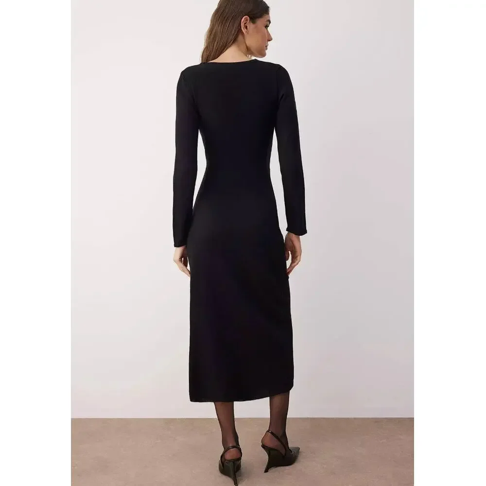 Max Mara Long Sleeve Midi Dress Black - Picture 3 of 11